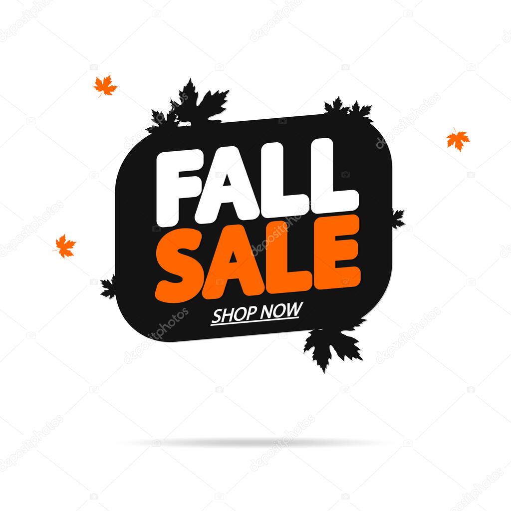 Fall Sale, banner design template, Autumn discount tag, special offer, promo tag, spend up and save more, promotion poster, vector illustration