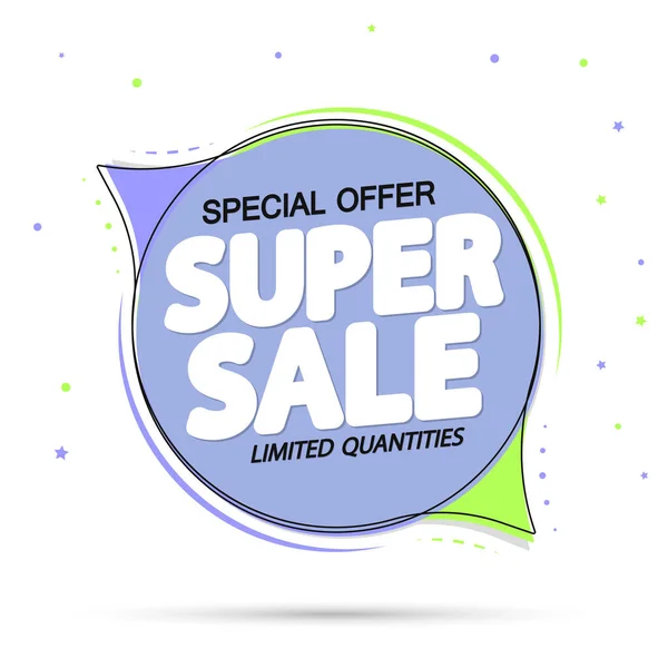 Super Sale Tagg Design Mall Rabatt Tal Bubbla Banner Specialerbjudande — Stock vektor