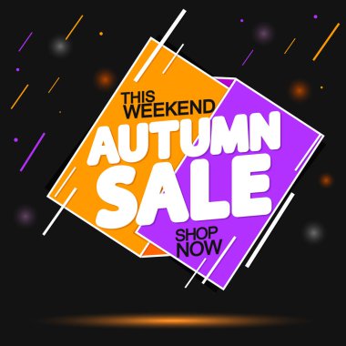 Sonbahar Satışı, tanıtım pankartı tasarım şablonu, indirim etiketi, vektör illüstrasyonu