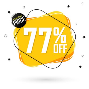 % 77 indirimli, balon pankartı tasarım şablonu, indirim etiketi, sadece sınırlı zaman, özel teklif, uygulama simgesi, harcama ve daha fazla tasarruf, vektör ilüstrasyonu