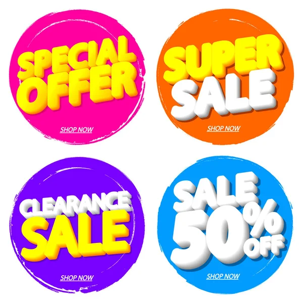 Set Sale Banners Design Template Discount Tags App Icons Vector — Stock Vector