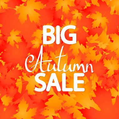 Sonbahar Satışı, poster tasarım şablonu, özel teklif, sonbahar indirimi afişi, vektör illüstrasyonu