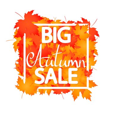 Sonbahar Satışı, poster tasarım şablonu, özel teklif, sonbahar indirimi afişi, vektör illüstrasyonu