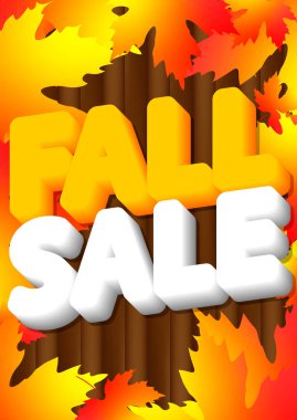 Sonbahar Satışı, poster tasarım şablonu, özel teklif, sonbahar indirimi afişi, vektör illüstrasyonu