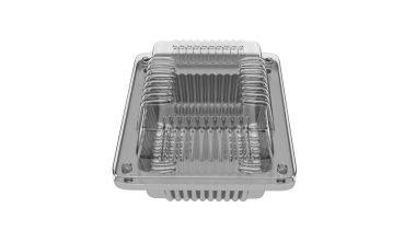 Gıda konteyner folyo Metalik plastik. 3D render