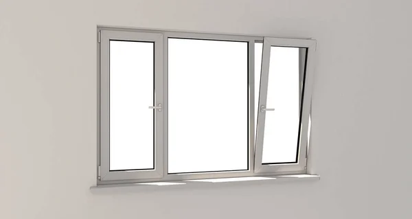 Window. Wall. Aluminum window. White window. Pvc window. — Stock Photo, Image