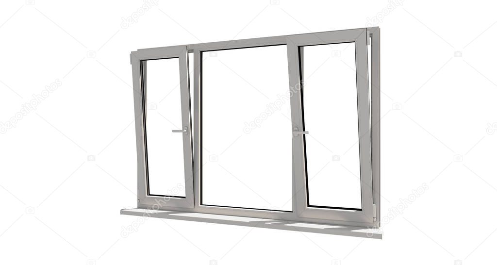 Window. Isolated window. Aluminum window. White window. Pvc wind