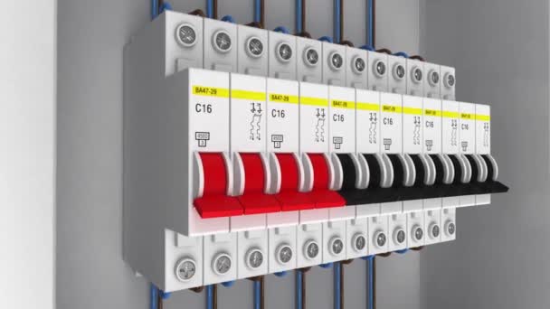 Disyuntores Eléctricos Render — Vídeo de stock