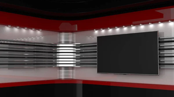 Στούντιο Τηλεόρασης Backdrop Για Τηλεοπτικές Εκπομπές Στον Τοίχο Στούντιο Ειδήσεων — Φωτογραφία Αρχείου