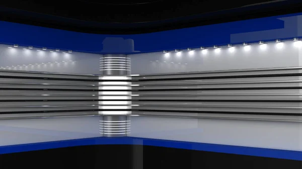 Tv Studio. Backdrop for TV shows. News studio. The perfect backdrop for any green screen or chroma key video or photo production. 3D rendering.