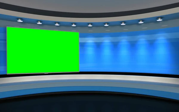 Studio The perfect backdrop for any green screen or chroma key video production, and design. 3d rendering