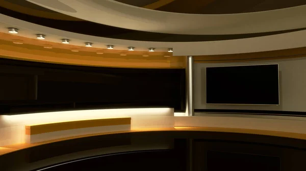 Fernsehstudio Gelbes Studio Hintergrund Für Shows Der Wand Nachrichtenstudio Die — Stockfoto