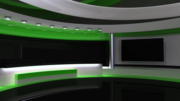 Studio News Studio Zelené Studio Zpravodajství Perfektní Pozadí Pro Jakoukoliv — Stock video