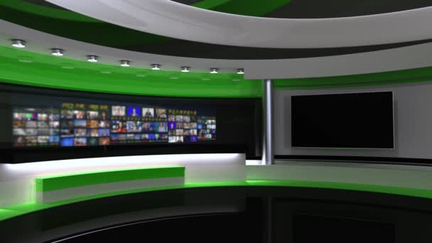 Studio News Studio Studio Verde Sala Stampa Sfondo Perfetto Qualsiasi — Video Stock