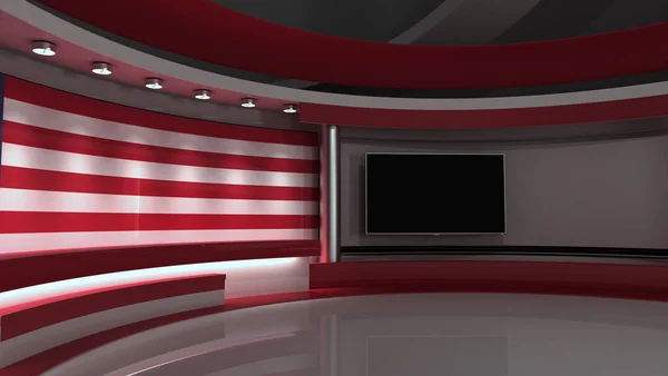Studio Telewizyjne Studio Flagowe Usa Amerykańska Flaga Studio Wiadomości Idealne — Zdjęcie stockowe