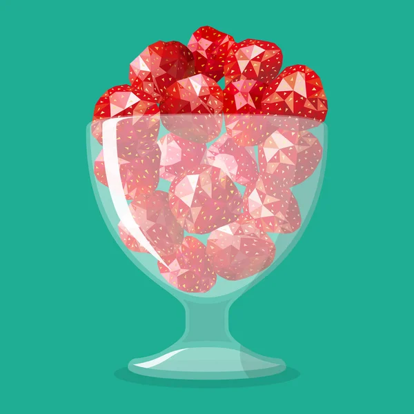 Fresas Low Poly en un arco de cristal — Vector de stock