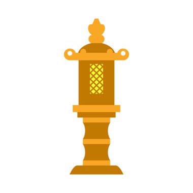 Taştan yapılmış geleneksel Japon feneri. Renk vektör illüstrasyonu.