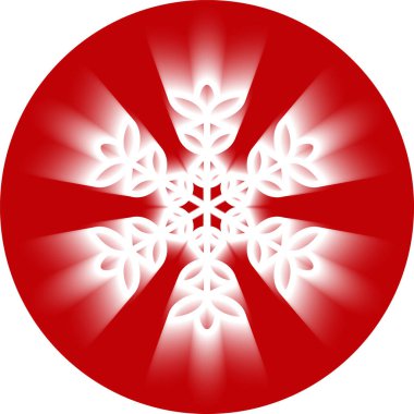 Kırmızı arkaplanda parlayan kar tanesi izole edildi