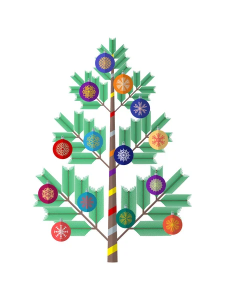 Yeni yıl ve Noel ağacı düz dizaynlı