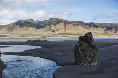 Milli Parkı İzlanda. Muhteşem manzara manzara İzlanda, jeotermal alan. Dramatik ve güzel sahne reykjavk Lake Myvatn, Krafla /Iceland - 02.05.2018