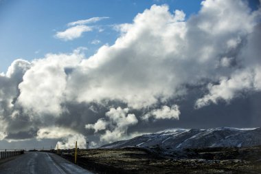 Milli Parkı İzlanda. Muhteşem manzara manzara İzlanda, jeotermal alan. Dramatik ve güzel sahne reykjavk Lake Myvatn, Krafla /Iceland - 02.05.2018