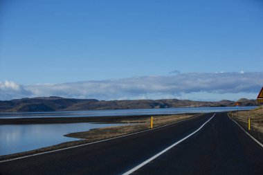 Milli Parkı İzlanda. Muhteşem manzara manzara İzlanda, jeotermal alan. Dramatik ve güzel sahne reykjavk Lake Myvatn, Krafla /Iceland - 02.05.2018