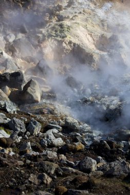 Milli Parkı İzlanda. Muhteşem manzara manzara İzlanda, jeotermal alan. Dramatik ve güzel sahne reykjavk Lake Myvatn, Krafla /Iceland - 02.05.2018