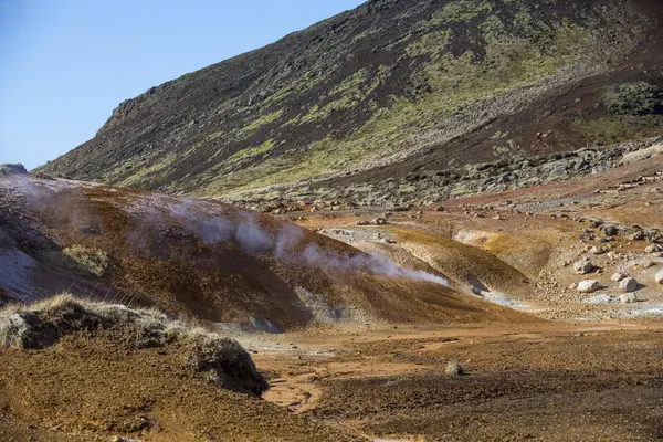 Nemzeti Park Izland Csodálatos Táj Kilátás Izlandi Geotermális Területen Drámai — Stock Fotó