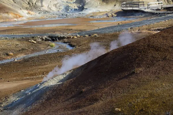 Nemzeti Park Izland Csodálatos Táj Kilátás Izlandi Geotermális Területen Drámai — Stock Fotó