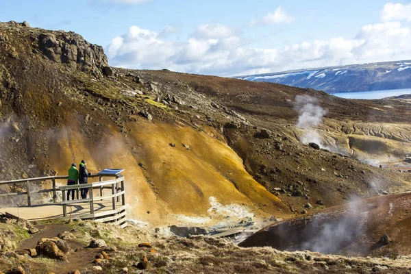 Nemzeti Park Izland Csodálatos Táj Kilátás Izlandi Geotermális Területen Drámai — Stock Fotó