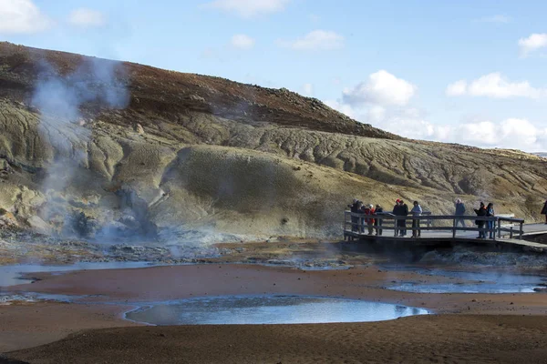 Nemzeti Park Izland Csodálatos Táj Kilátás Izlandi Geotermális Területen Drámai — Stock Fotó