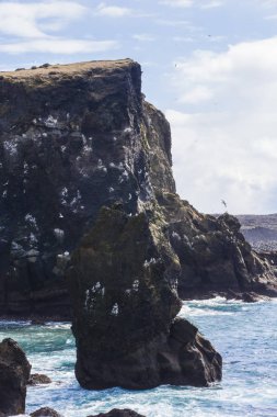 Milli Parkı İzlanda. Muhteşem manzara manzara İzlanda, jeotermal alan. Dramatik ve güzel sahne Lake Myvatn, Krafla /Iceland - 02.05.2018
