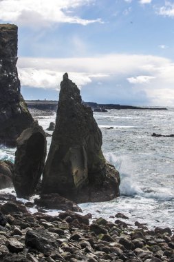 Milli Parkı İzlanda. Muhteşem manzara manzara İzlanda, jeotermal alan. Dramatik ve güzel sahne Lake Myvatn, Krafla /Iceland - 02.05.2018