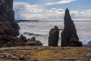 Milli Parkı İzlanda. Muhteşem manzara manzara İzlanda, jeotermal alan. Dramatik ve güzel sahne Lake Myvatn, Krafla /Iceland - 02.05.2018