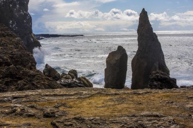 Milli Parkı İzlanda. Muhteşem manzara manzara İzlanda, jeotermal alan. Dramatik ve güzel sahne Lake Myvatn, Krafla /Iceland - 02.05.2018