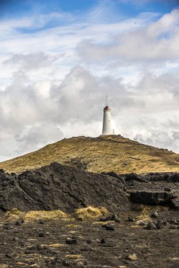 Milli Parkı İzlanda. Muhteşem manzara manzara İzlanda, jeotermal alan. Dramatik ve güzel sahne Lake Myvatn, Krafla /Iceland - 02.05.2018