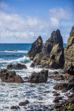 Milli Parkı İzlanda. Muhteşem manzara manzara İzlanda, jeotermal alan. Dramatik ve güzel sahne Lake Myvatn, Krafla /Iceland - 02.05.2018