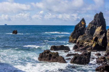 Milli Parkı İzlanda. Muhteşem manzara manzara İzlanda, jeotermal alan. Dramatik ve güzel sahne Lake Myvatn, Krafla /Iceland - 02.05.2018