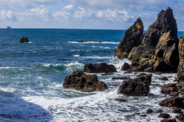 Milli Parkı İzlanda. Muhteşem manzara manzara İzlanda, jeotermal alan. Dramatik ve güzel sahne Lake Myvatn, Krafla /Iceland - 02.05.2018