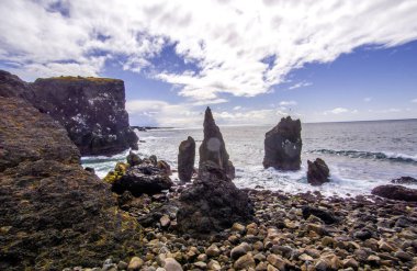 Milli Parkı İzlanda. Muhteşem manzara manzara İzlanda, jeotermal alan. Dramatik ve güzel sahne                  