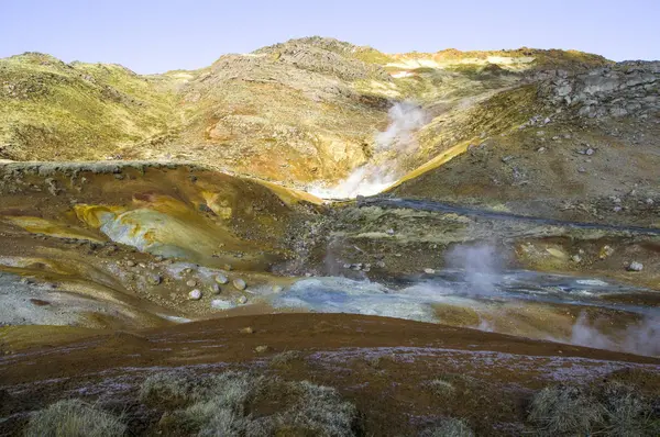 Nemzeti Park Izland Csodálatos Táj Kilátás Izlandi Geotermális Területen Drámai — Stock Fotó