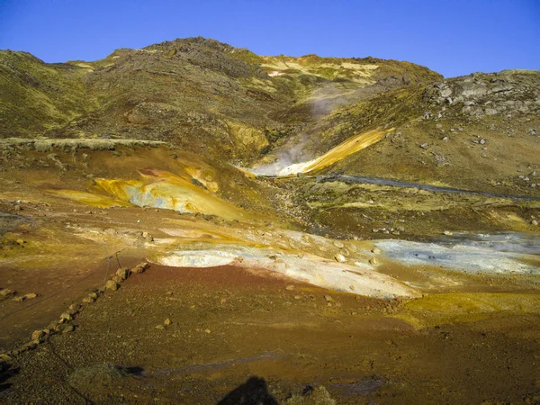 Nemzeti Park Izland Csodálatos Táj Kilátás Izlandi Geotermális Területen Drámai — Stock Fotó