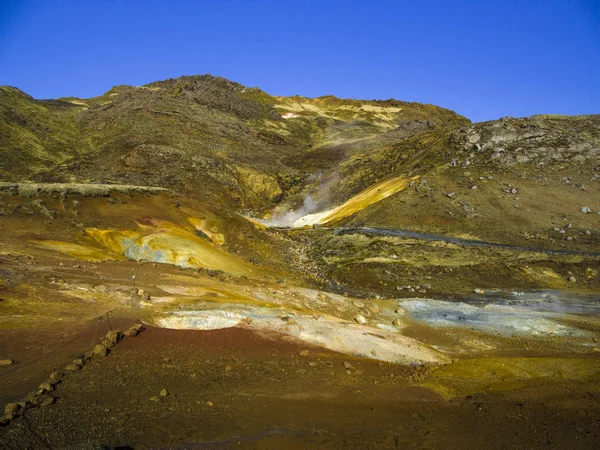 Nemzeti Park Izland Csodálatos Táj Kilátás Izlandi Geotermális Területen Drámai — Stock Fotó