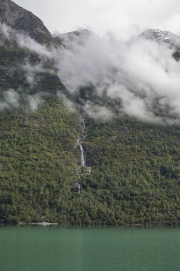 Jotunheimen Bergen fiyortları ve orman. Bergen, Norveç - 11.09.2018