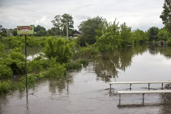 Наводнение Украине Экстремальная Погода — стоковое фото