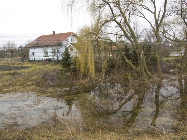 Наводнение Украине Экстремальная Погода — стоковое фото