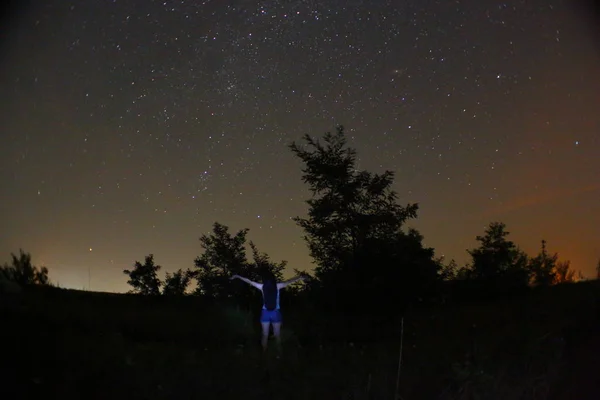 Meteor Perseid Meteoor Douche Nachtelijke Hemel Sterren Meteoren — Stockfoto
