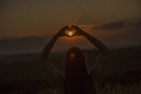 Girl Sunset Ukraine — Stock Photo, Image