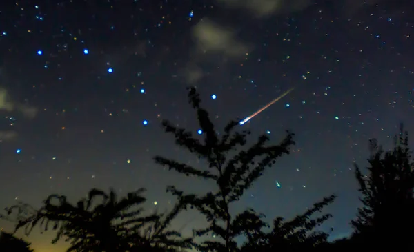 Meteoro Chuva Meteoros Perseid 2020 Estrelas Meteoros Céu Noturno — Fotografia de Stock