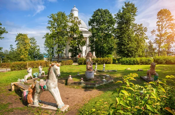 Museum Klockor Staden Valdai Och Lekplats Med Skulpturer Leksaker — Stockfoto